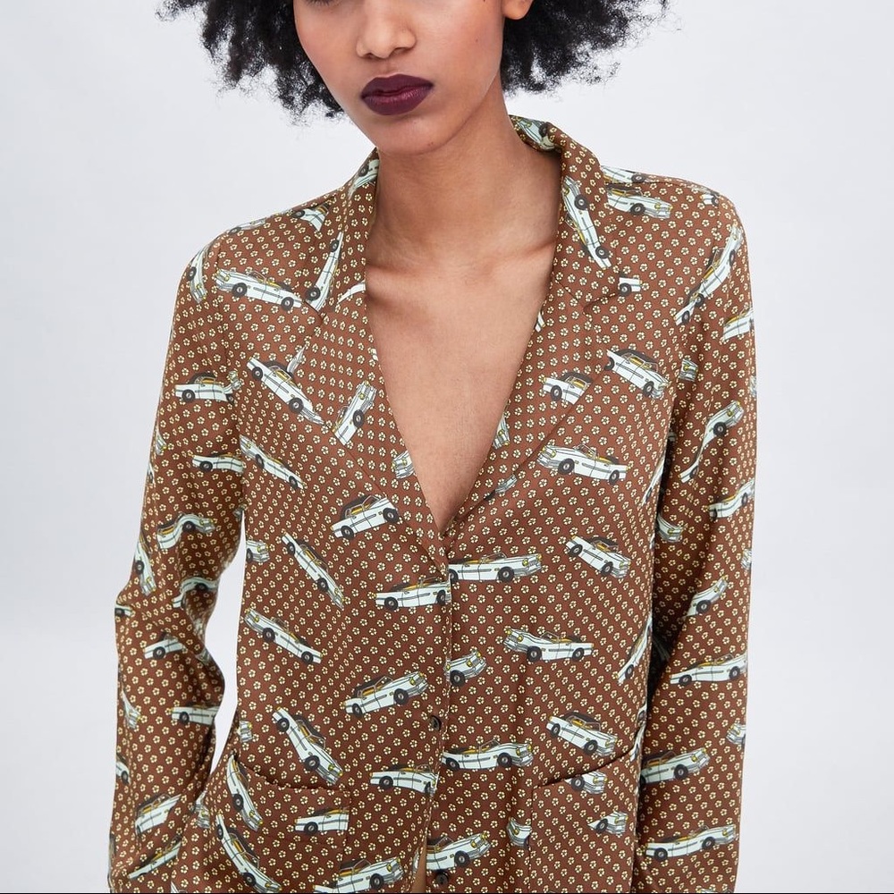 Zara printed pajama-style top